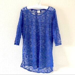Vintage Y2K Abercrombie & Fitch Sheer Crotchet Tunic Top Resortwear Blue Small
